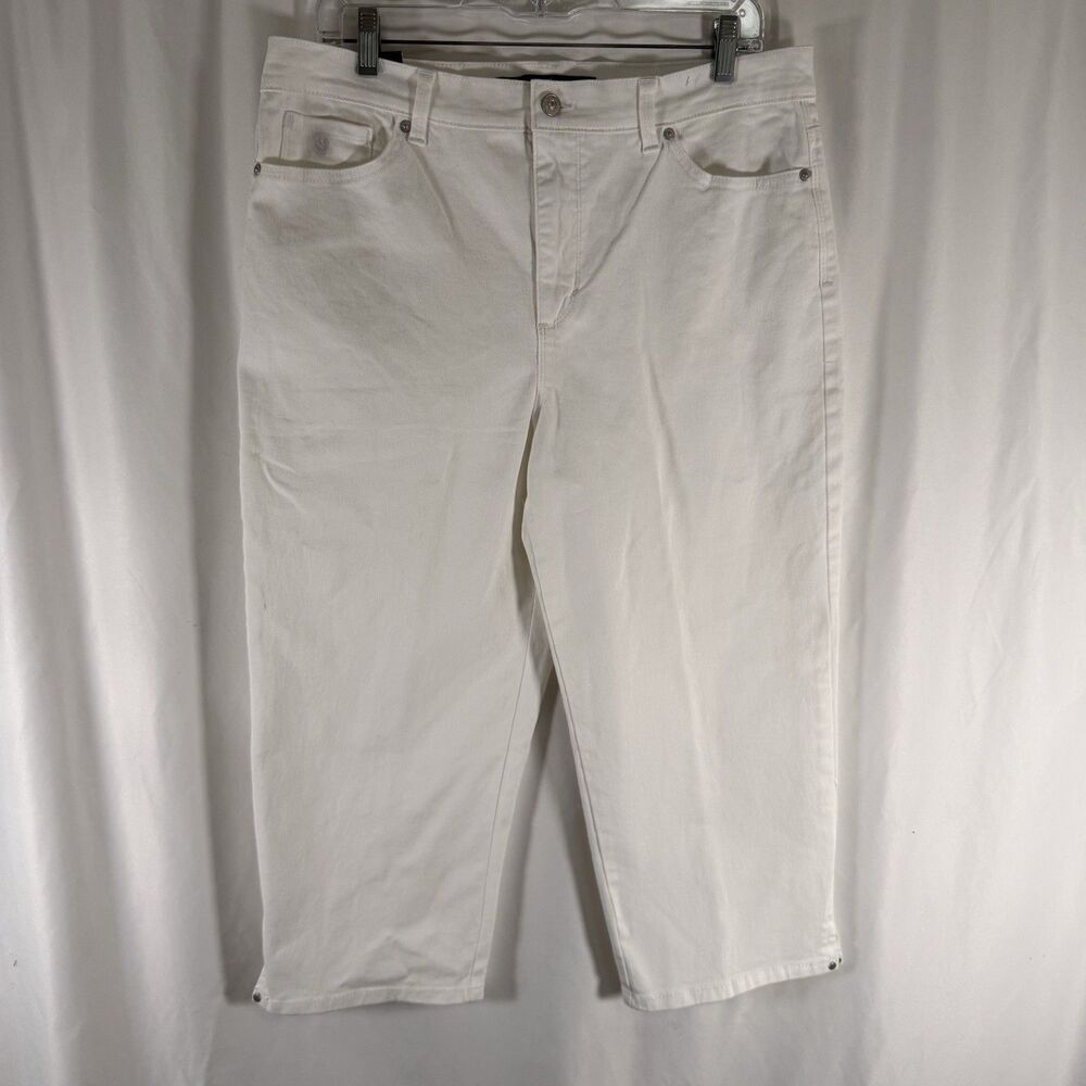 New Gloria Vanderbilt Amanda Capri Jeans Women's 12 White Denim Cotton Blend